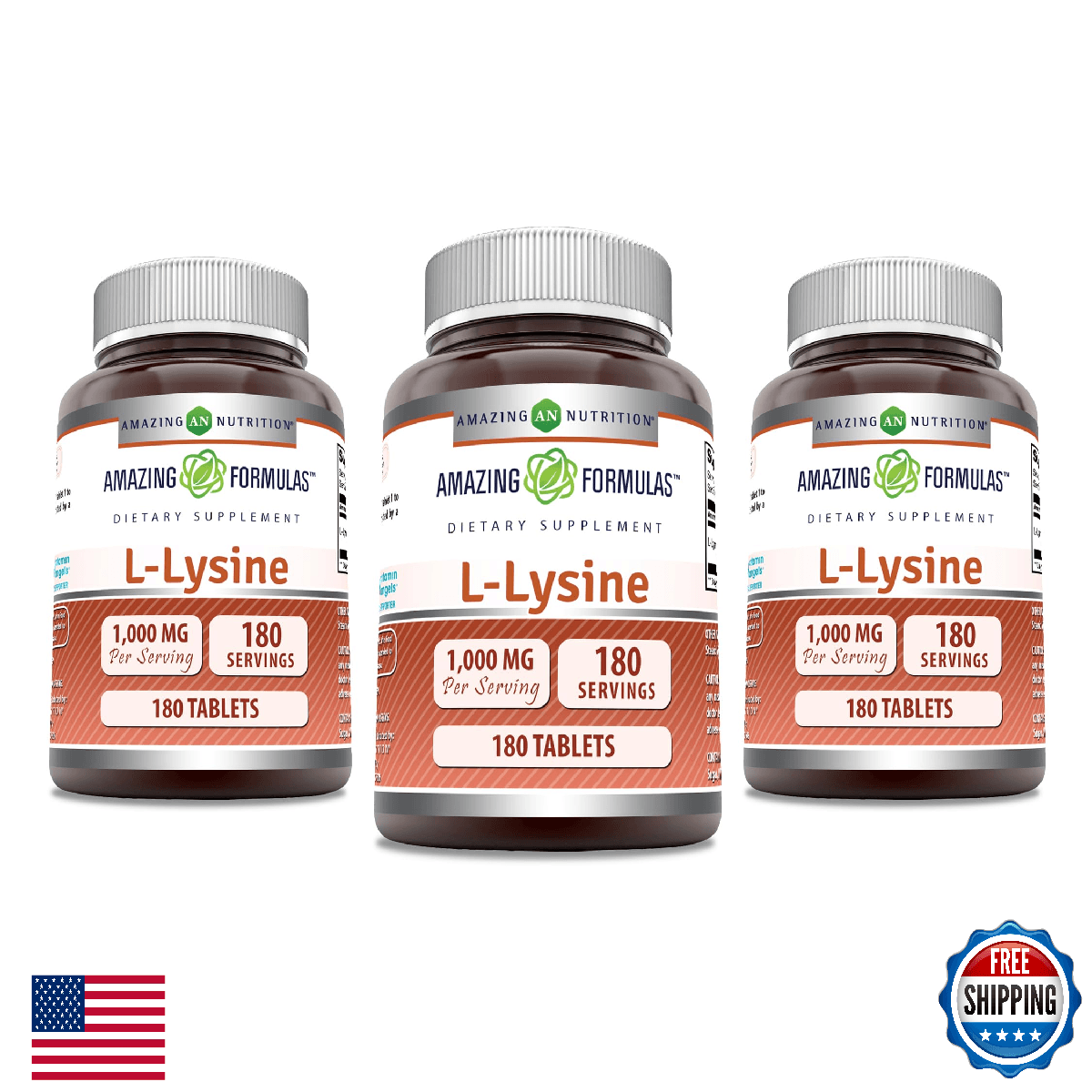 Amazing Formulas L-Lysine 1000mg Amino Acid Tablets Supplement Non-GMO Gluten-Fr - Image 1