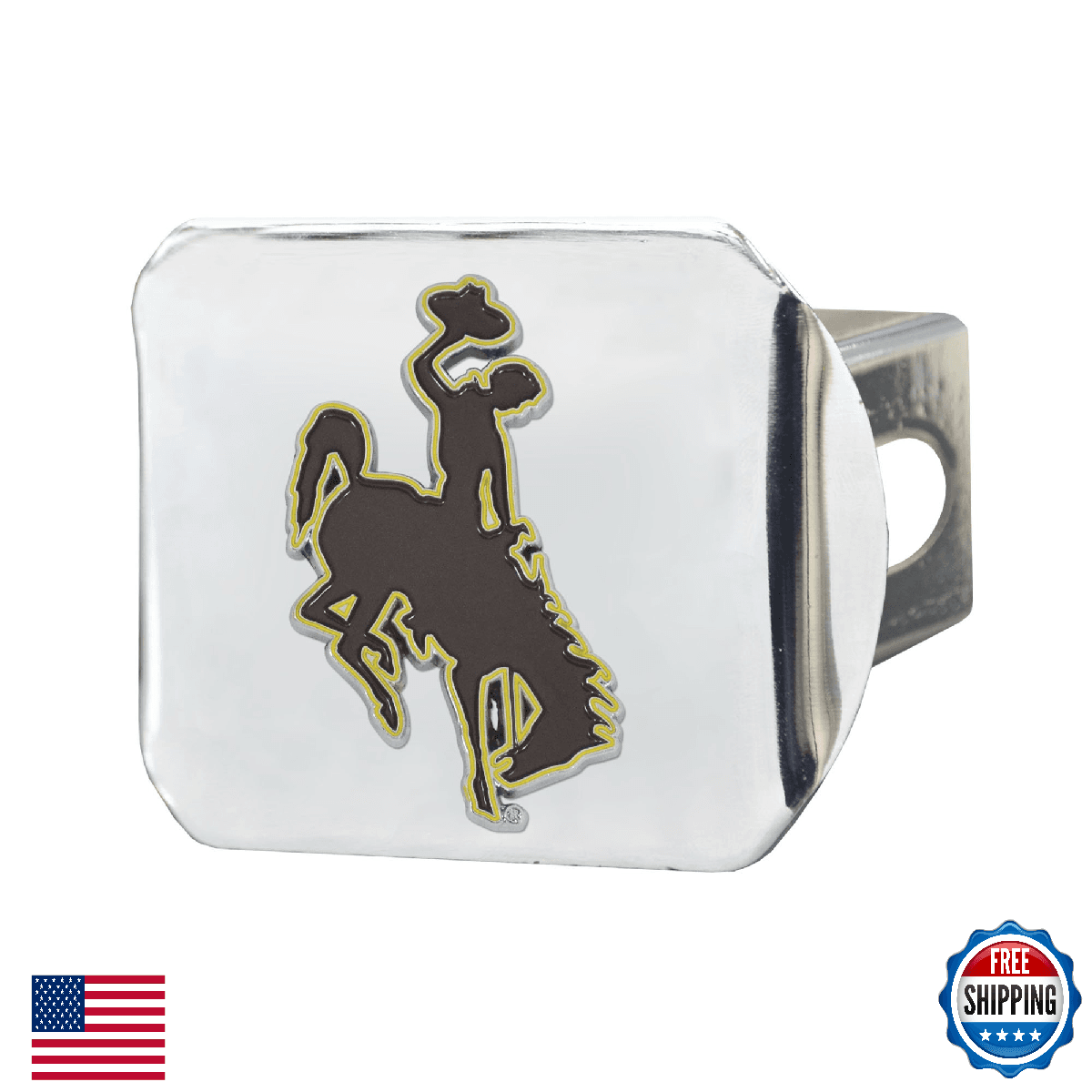 FANMATS Wyoming Cowboys Chrome Hitch Cover - 3D Color Emblem for 2" Hitches - Image 1