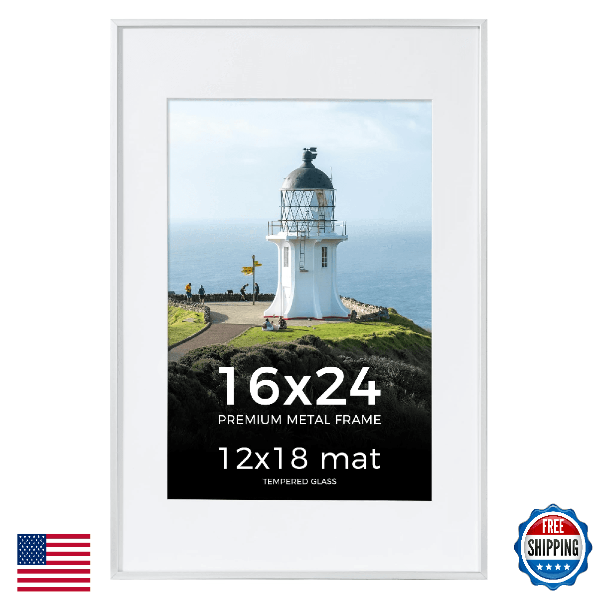 Axeman 16x24 Silver Picture Frame, High-End Aluminum Silver Photo Frame 16x24 wi - Image 1