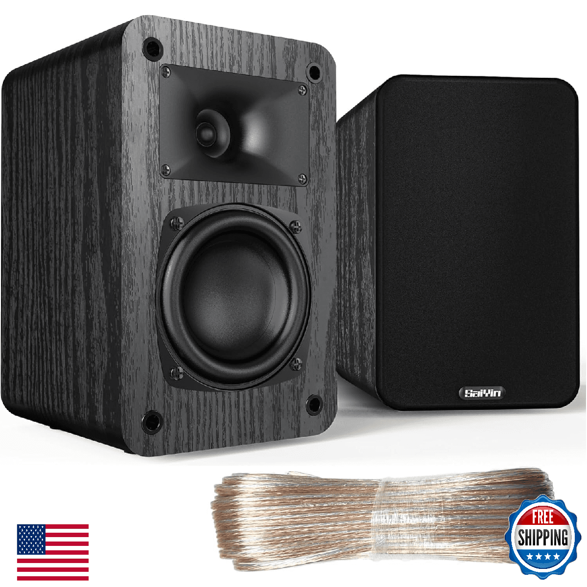 Saiyin Passive Bookshelf Speakers,4Ω, Needs Amplifier to Operate for Desktop Ste - Image 1