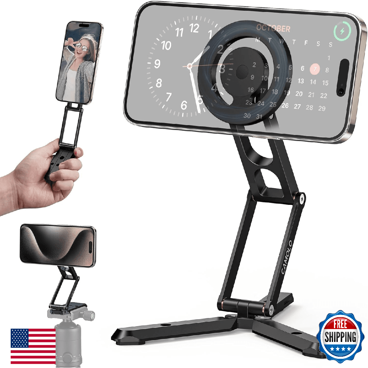 Magnetic Phone Tripod Foldable for Magsafe iPhone 16/15/14/13/12 - Pocket Size - Image 1
