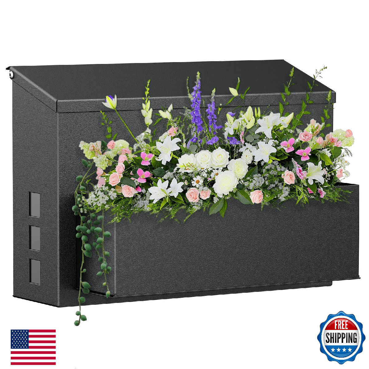 Uniclife Wall Mount Mailbox Large Capacity Metal Post Box Rust-Proof Steel Plant - Image 1