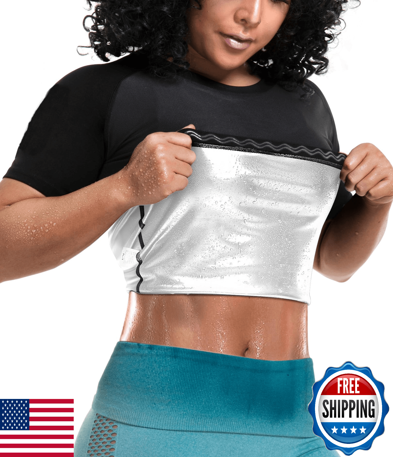 LMCOB Women's Sauna Sweat Shirt Athletic Compression T-Shirt Heat Trapping S - Image 1