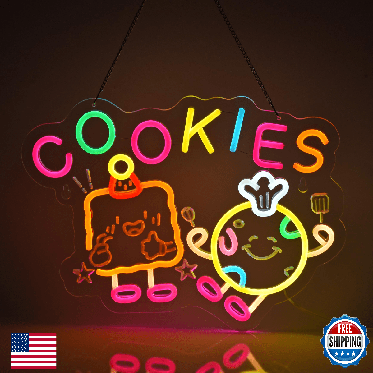 JULHOVR Cookies Neon Sign Neon Lights Hanging Wall Art Decoration for Store Reta - Image 1