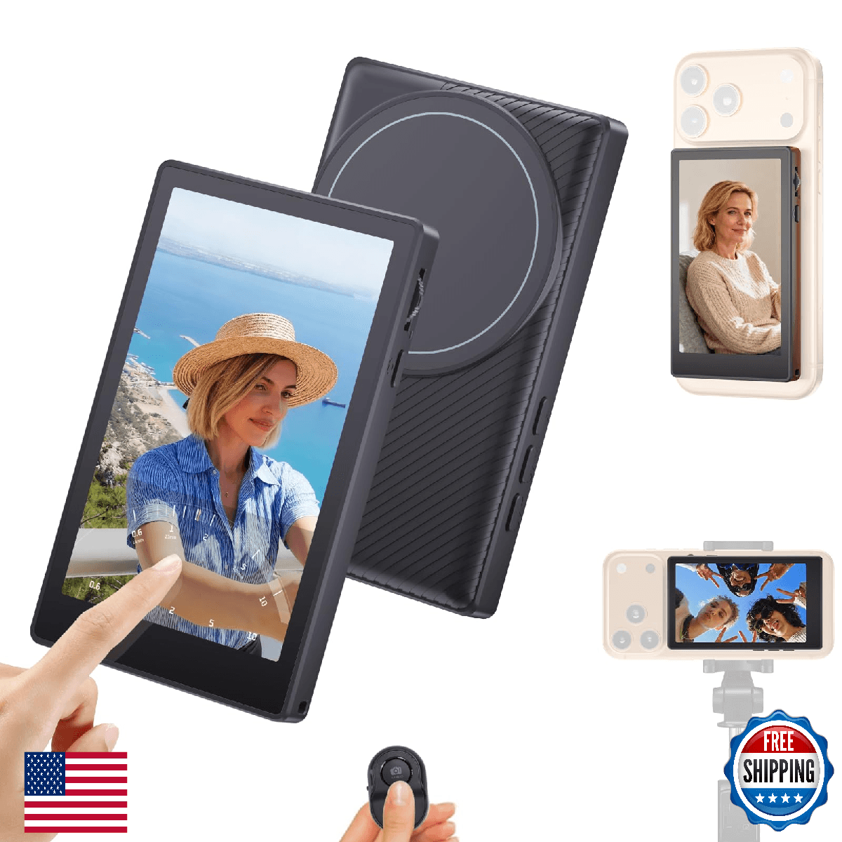 Selfie Monitor Screen for iPhone: Wireless Magnetic Vlog Kit with Touch Screen F - Image 1