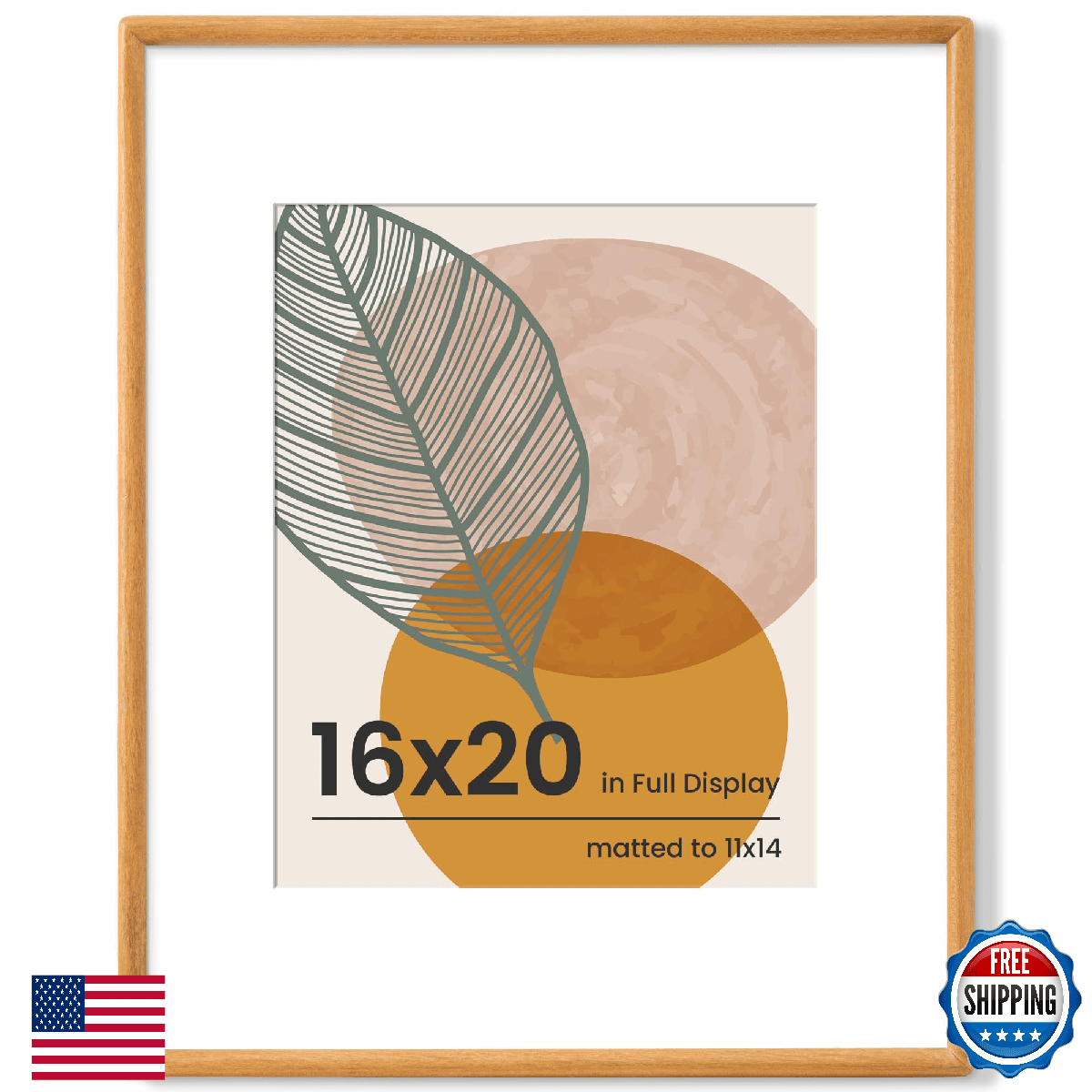 Axeman 16x20 Frame - Solid Teak Wood 16 x 20 Picture Frame With Mat for 11x14 - - Image 1
