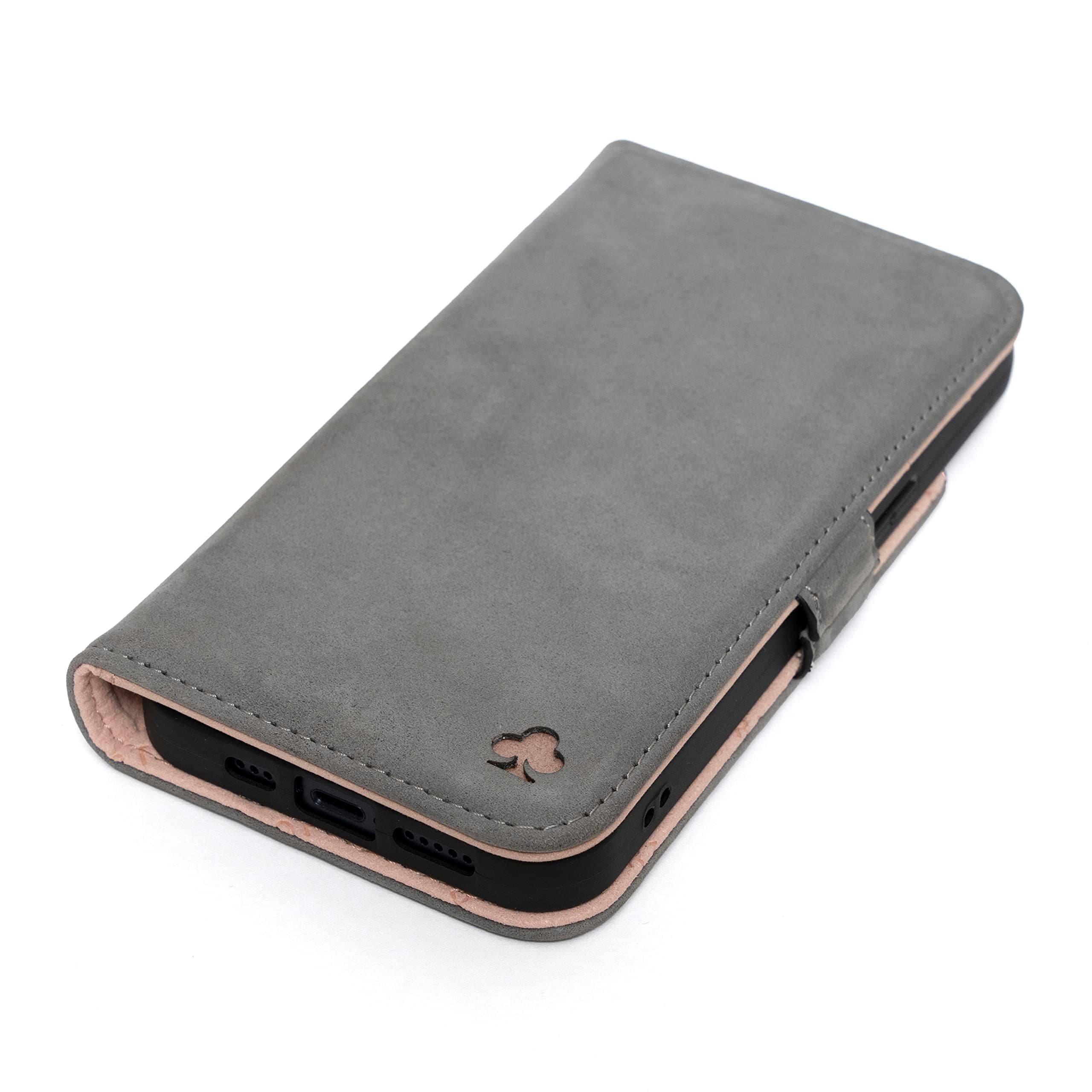 Porter Riley iPhone 15 Leather Case, Premium Nubuck, Magnetic Clasp, Card Slots - Image 1