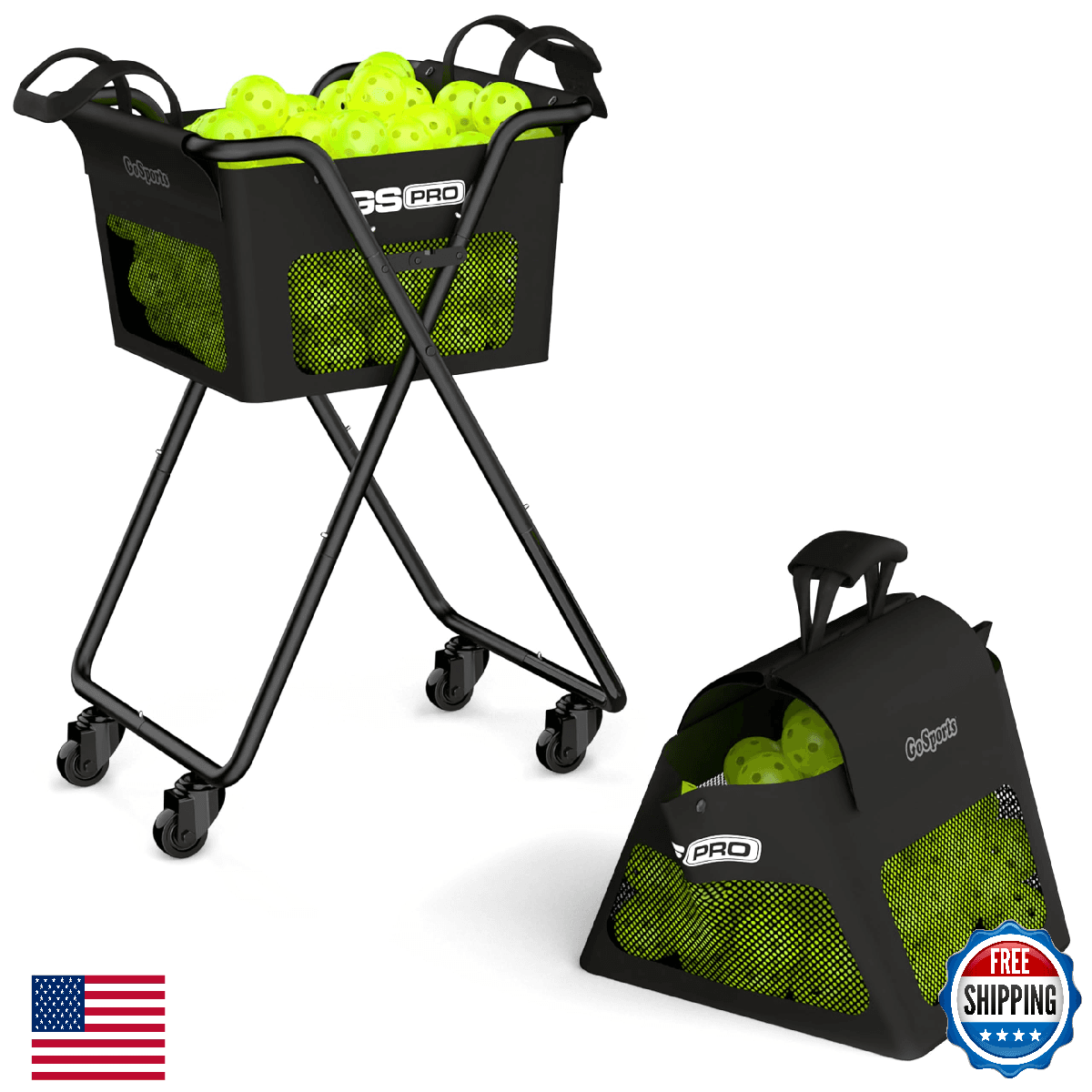 GoSports Ball Caddy w/ Wheels, Holds 140 Pickleballs / 175 Tennis Balls - Image 1