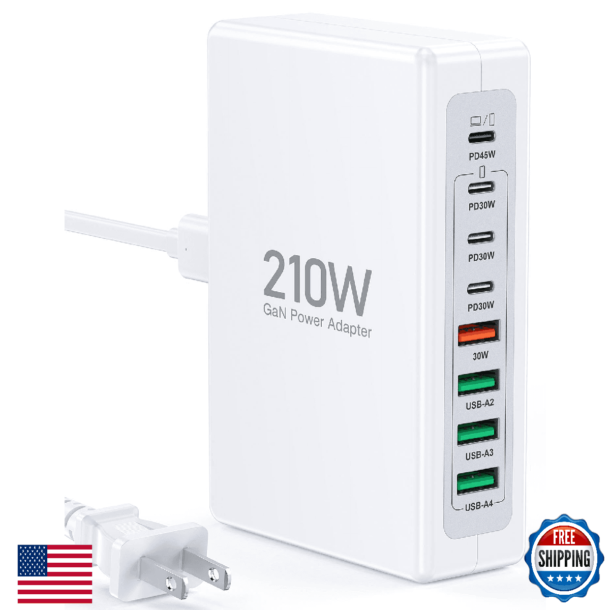 USB C Charger Block, 210W 8-Port Upgraded GaN III Super Fast Charging Station Hu - Image 1