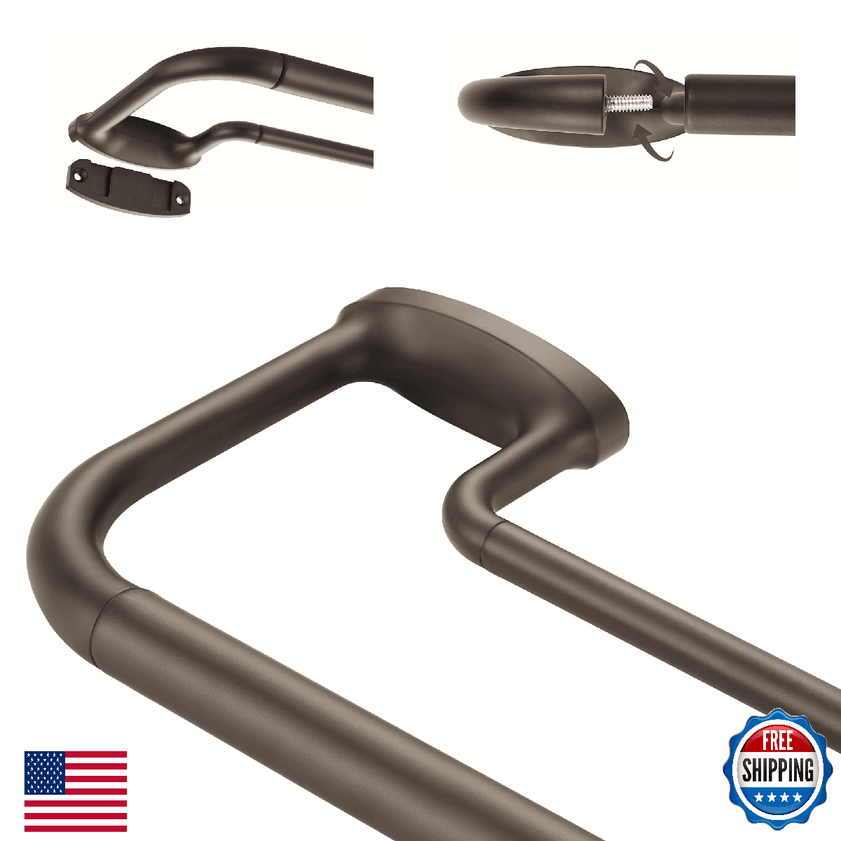 Mayrhyme Double Curtain Rods Wrap Around Window Rod Adjustable 28-150" Dark Bron - Image 1