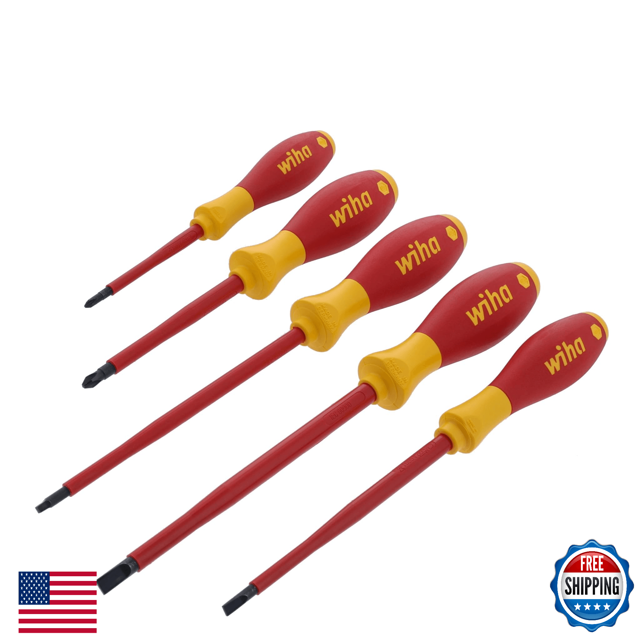 Wiha 32059 5 Piece Insulated SoftFinish Slotted Phillips Square Screwdriver Set - Image 1