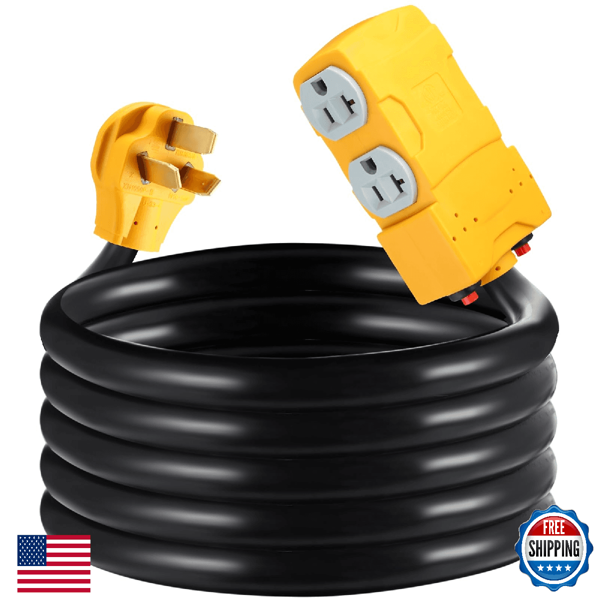 Tellegloww 10 FT 220 to 110 Adapter Compatible with NEMA 10-50P to 4X 5-20R/15R - Image 1
