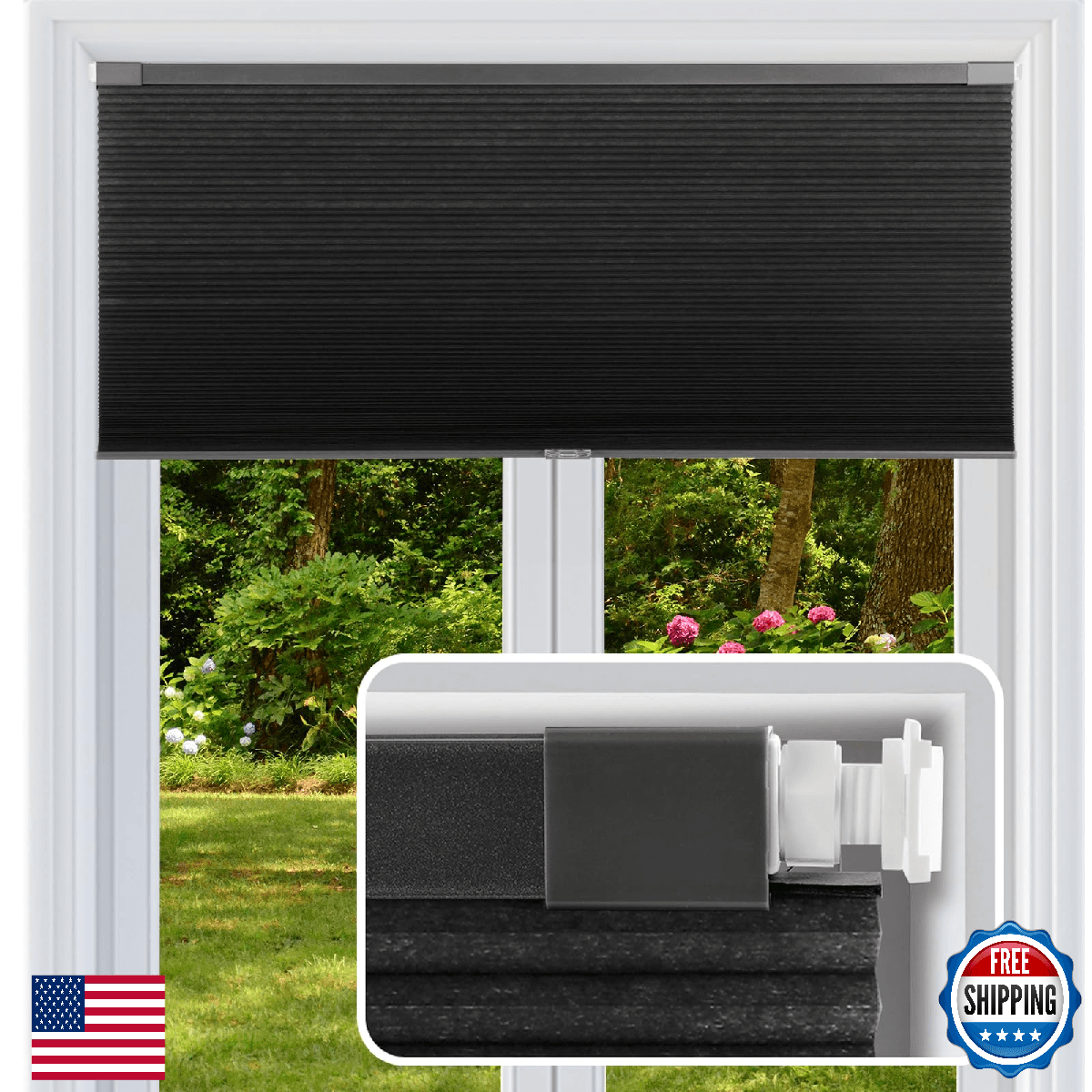FabuBlinds Cordless Cellular Shades, No Drill No Tools Light Filtering Honeycomb - Image 1