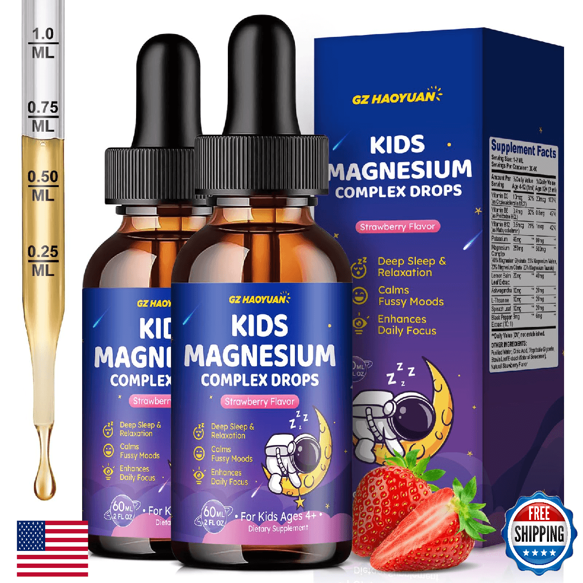 Magnesium Complex Liquid for Kids, Magnesium Glycinate, Malate, Taurate, Citrate - Image 1