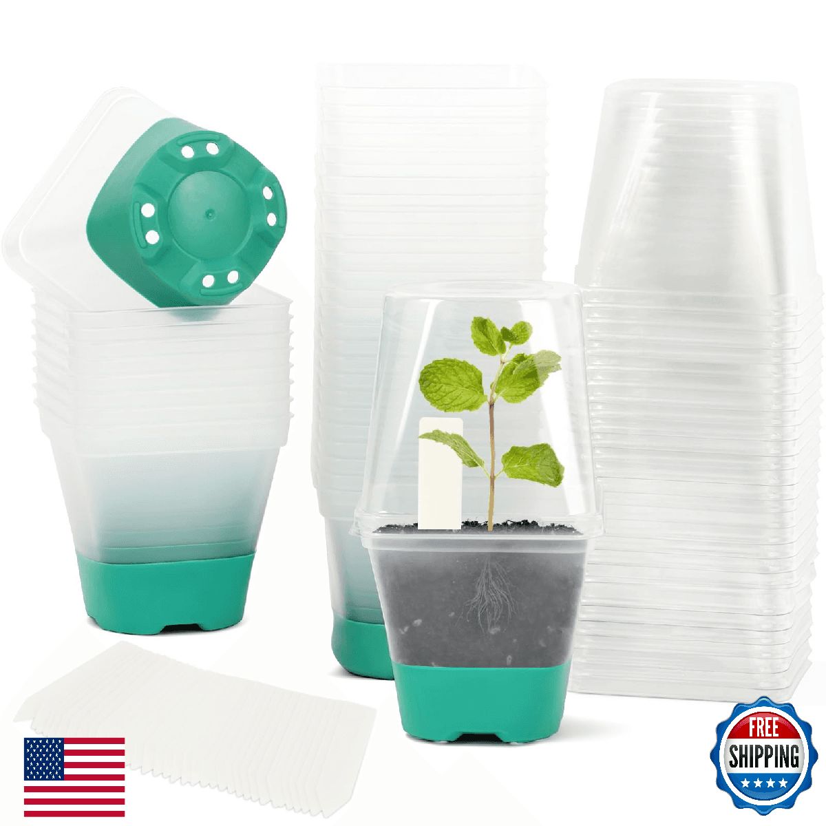 Sankoly 30 Packs Clear Nursery Pots with Plant Labels 3 Inch Plastic Plant Pot w - Image 1