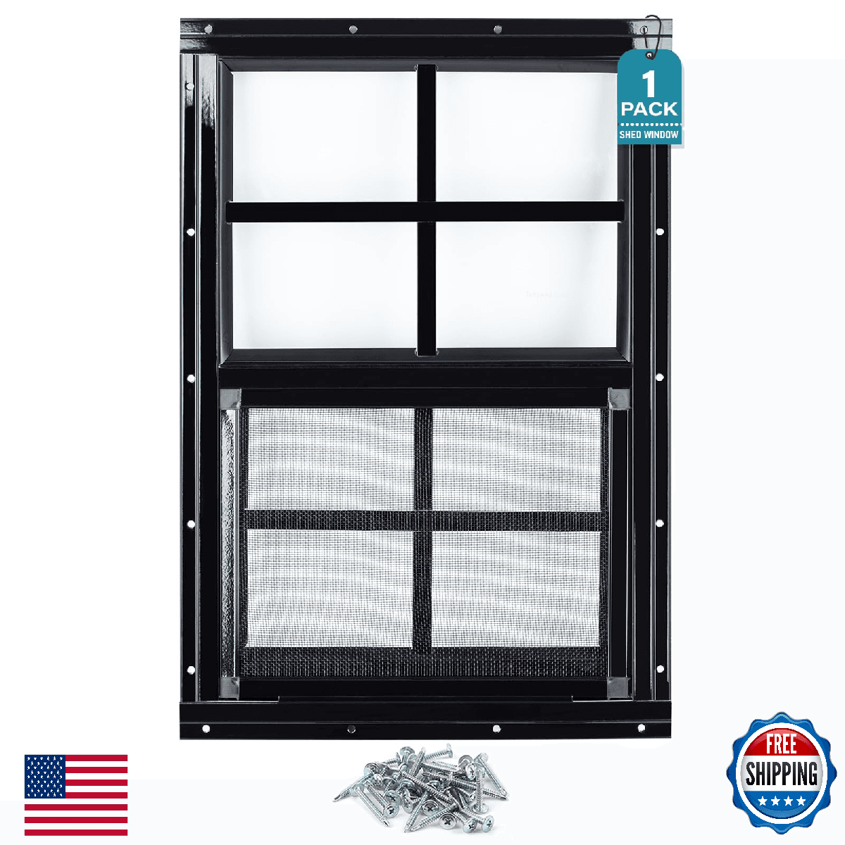 Melkus Shed Windows 1 Pack 12x18 Flush Mount Household Windows with Thicker Temp - Image 1