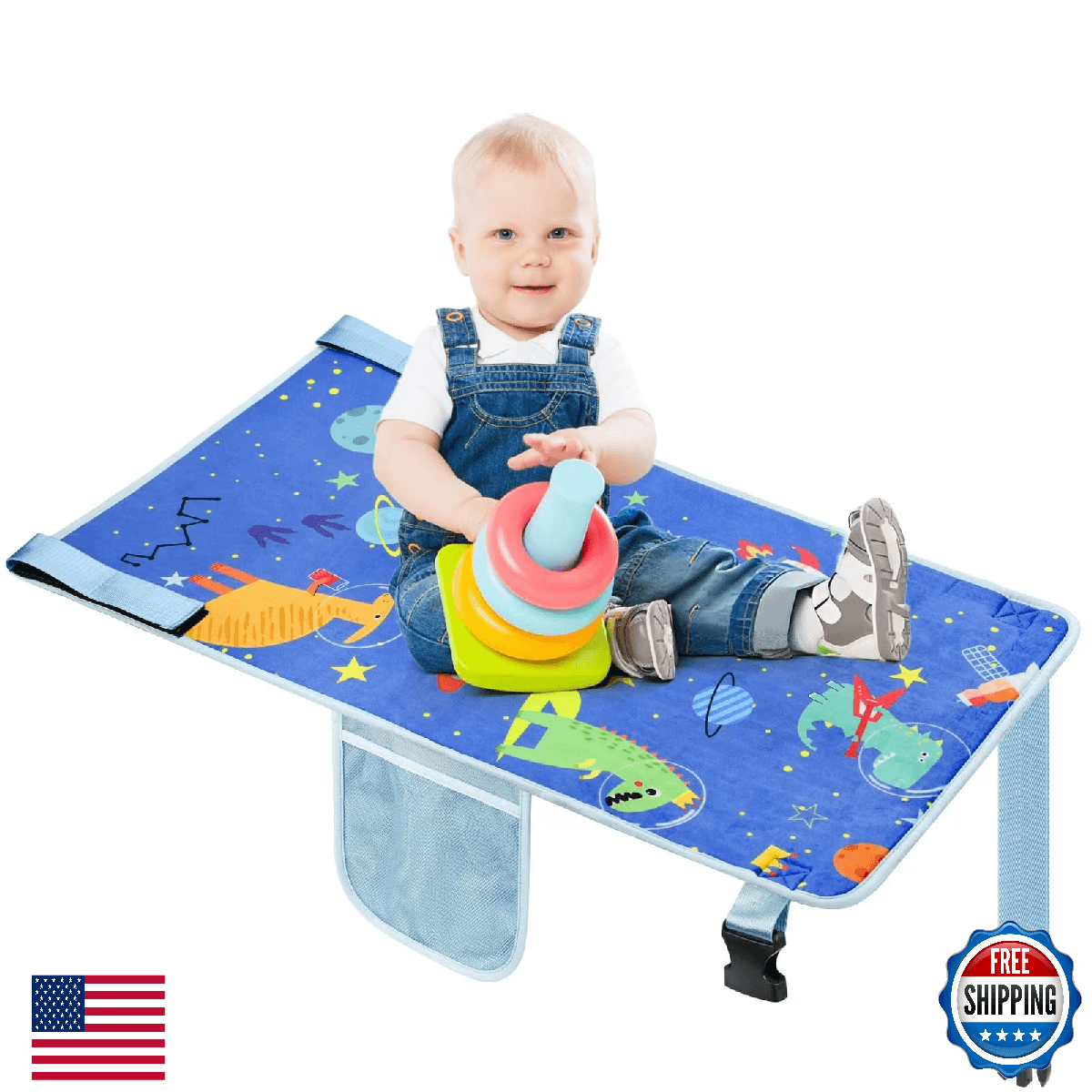 Toddler Airplane Bed Seat Extender for Kids Travel, Plane Footrest, Portable - Image 1