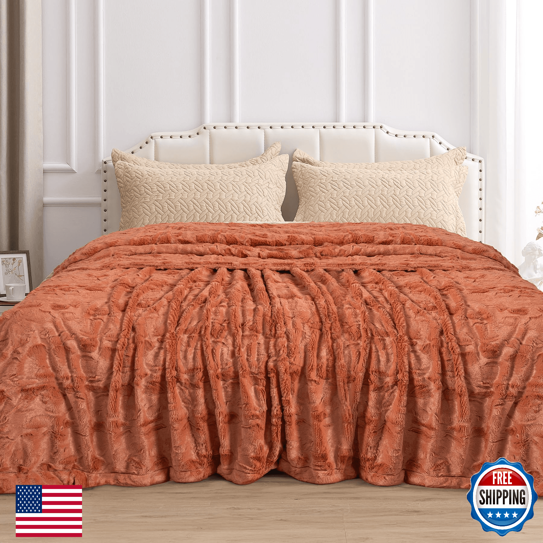 TOONOW Faux Fur Luxury Throw Blanket Double Side Soft Fluffy Shaggy Fuzzy Blanke - Image 1