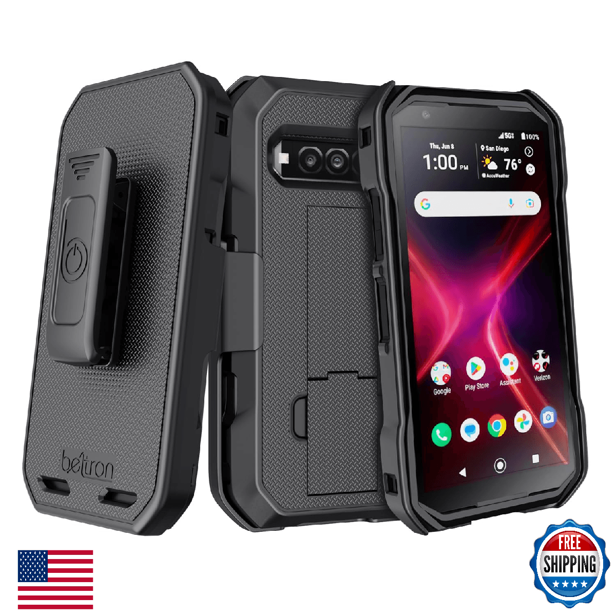 BELTRON DuraForce Pro 3 Case w/Swivel Belt Clip, Heavy Duty - Image 1