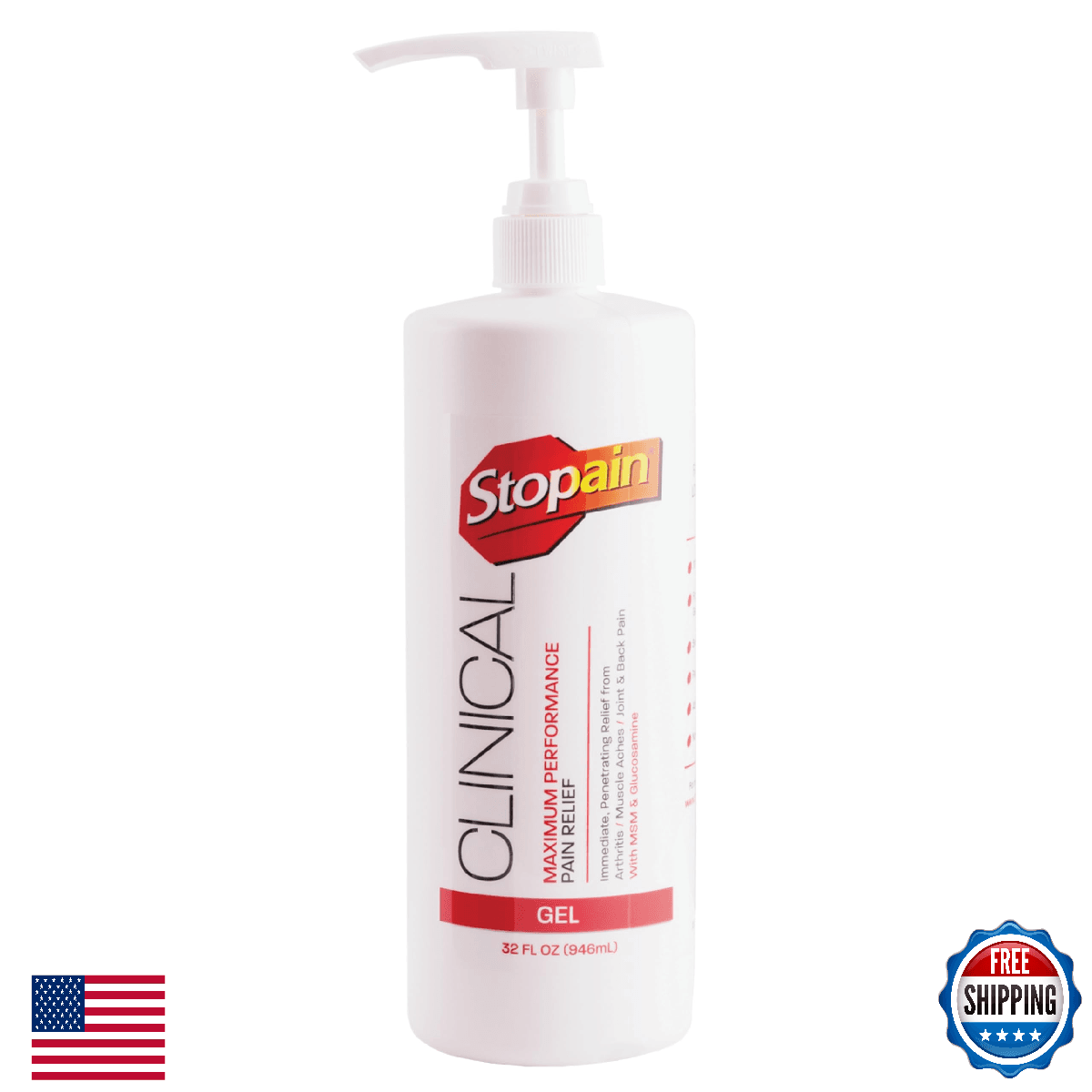 Stopain Clinical Pain Relief Gel 32 oz - Professional Formula for Arthritis, Kne - Image 1