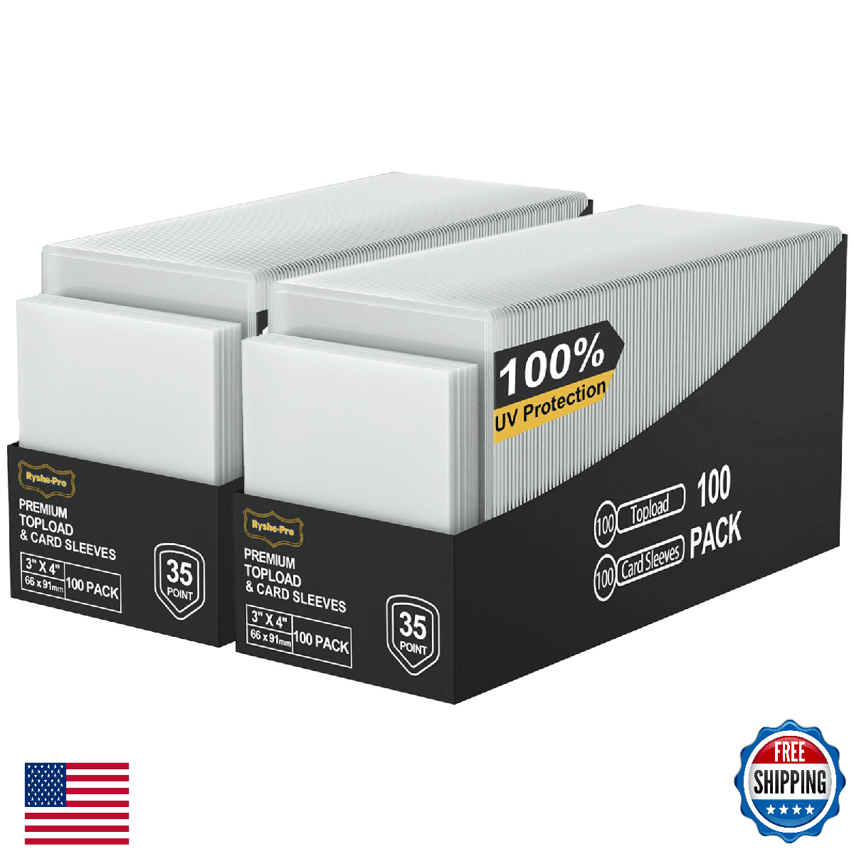 RyshePro 400 Card Sleeves Top Loaders Full UV-Resistant 35PT Hard Plastic Tradin - Image 1