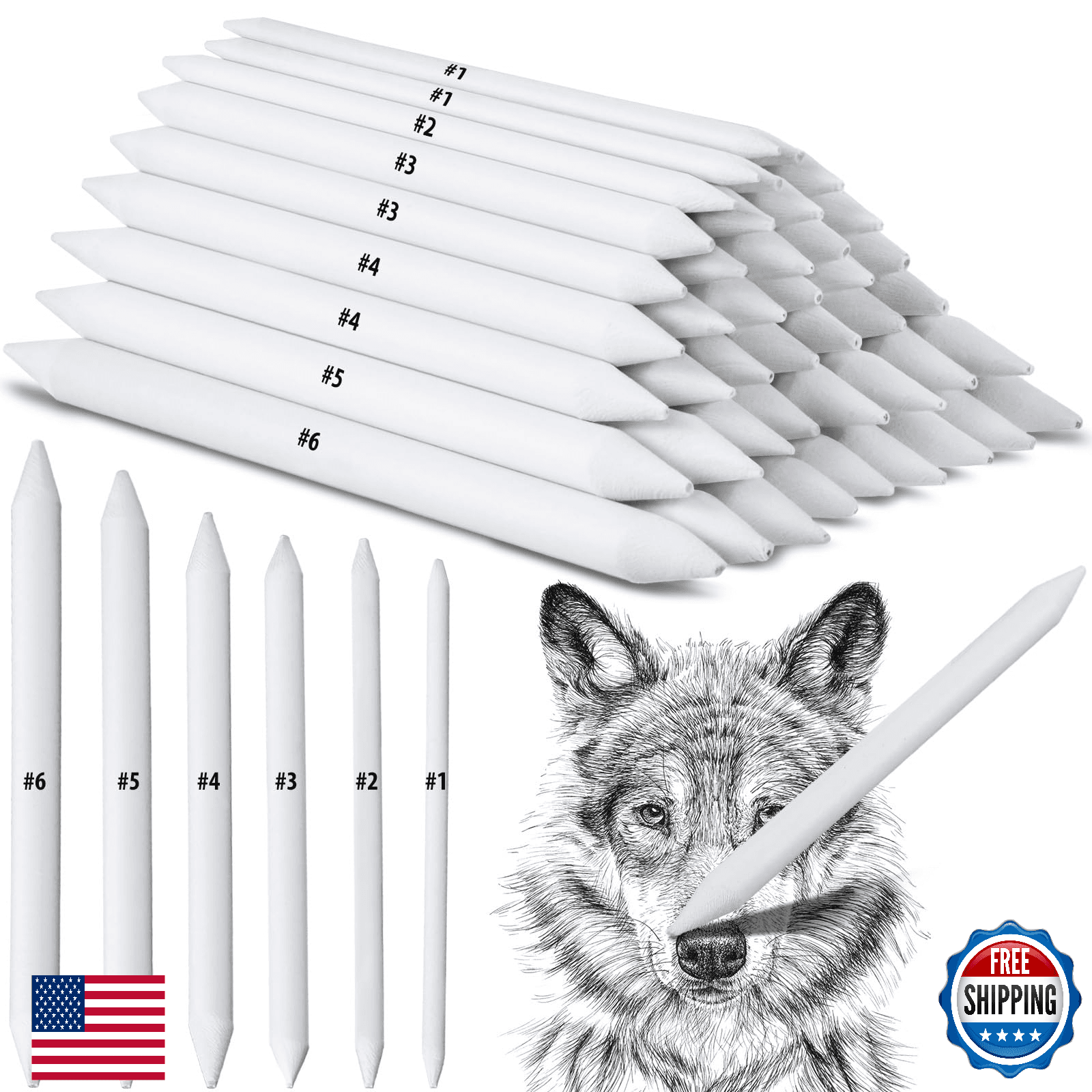 Fulmoon 288 Pcs Blending Stump Tortillion Set Art Blenders Paper Blend Stumps Dr - Image 1