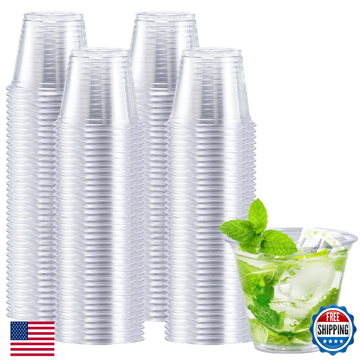 Clawsoff 300 Pack 9 oz Clear Plastic Cups, Disposable Cocktail Cups (No Lids) fo - Image 1