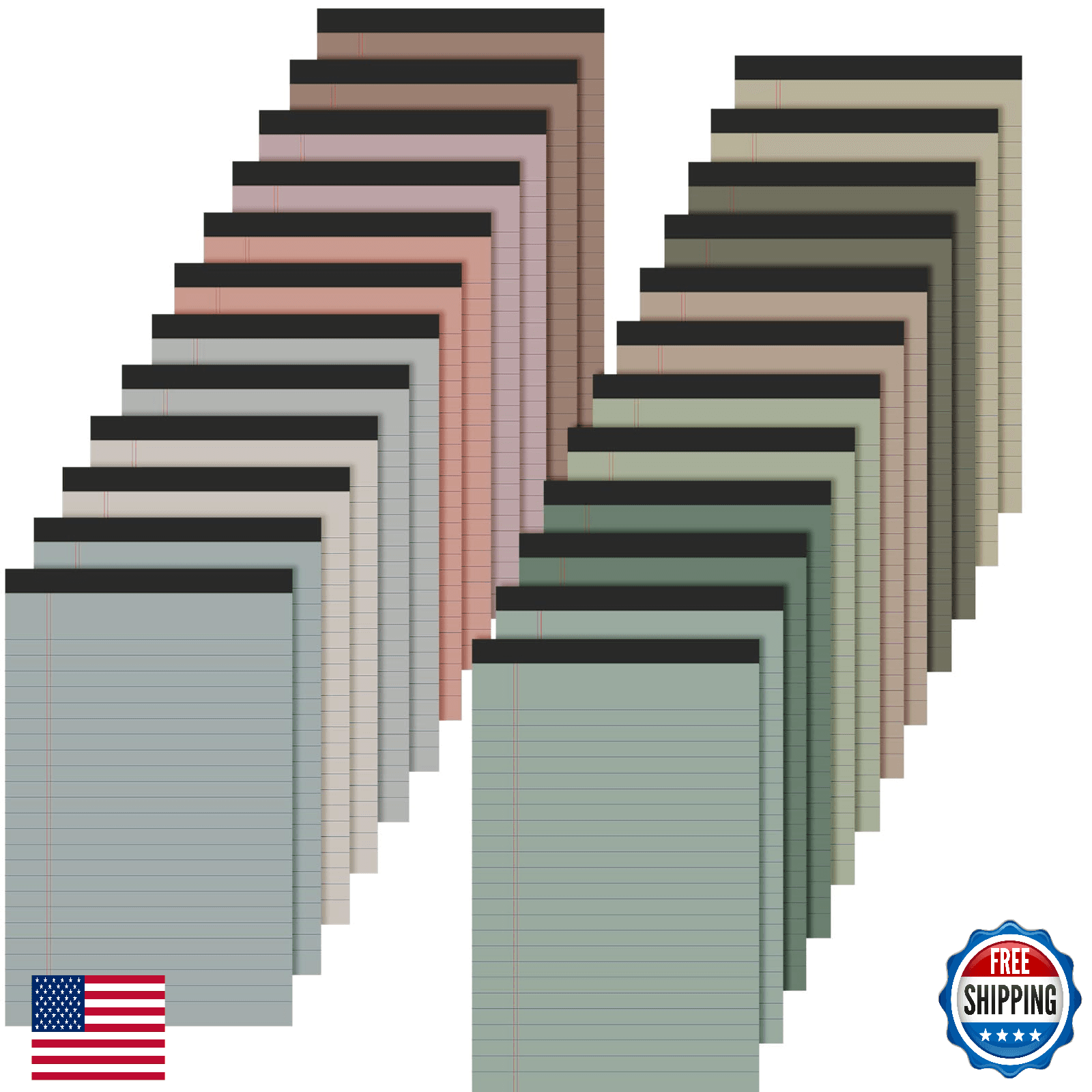 Lincia 24/12pk 5x8" Small Colored Lined Narrow Ruled Legal Notepads 50 Sheets - Image 1