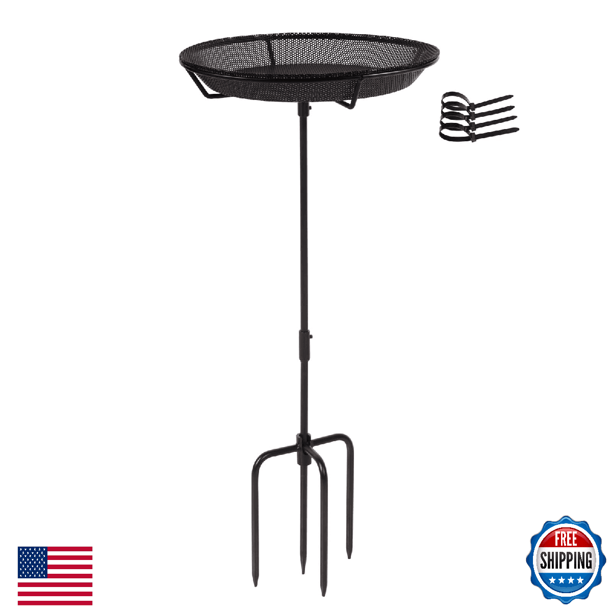 HRAYLTOP Standing Bird Feeder Bowl with 29.1 inch Iron Stand - Detachable Outdoo - Image 1
