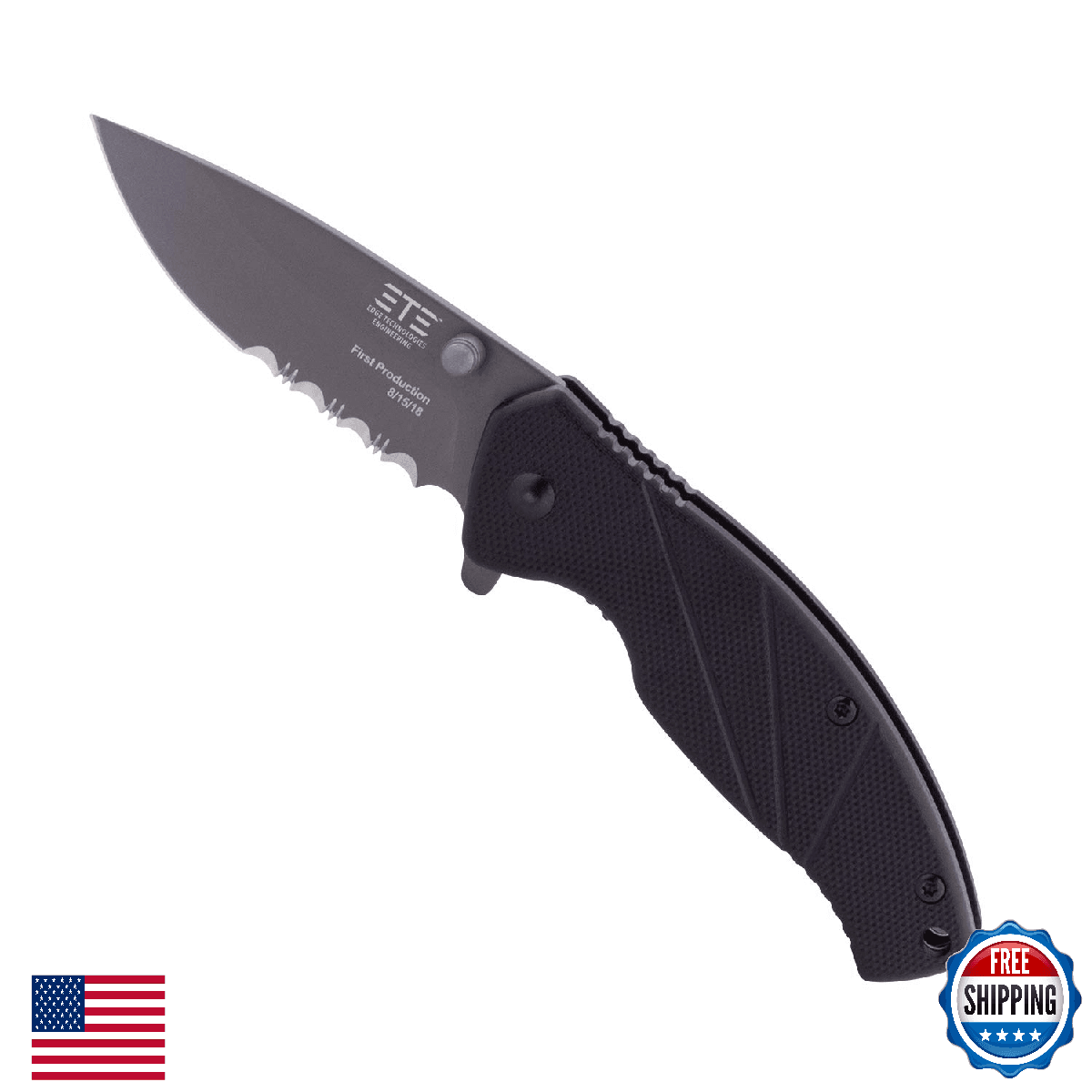 ETE EDC Workhorse 2.5" Combo Assisted Opener G-10 Handle - Image 1