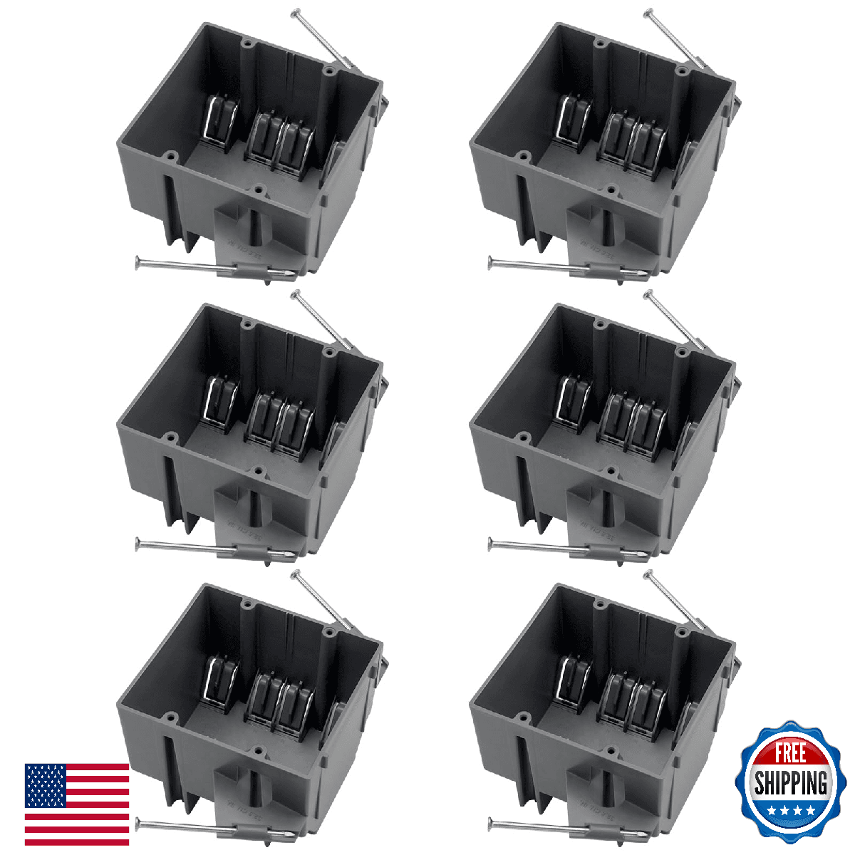 YQSIYU 2 Gang Electrical Box New Work,32 Cubic Inches,Remodel Electrical Box,Gra - Image 1