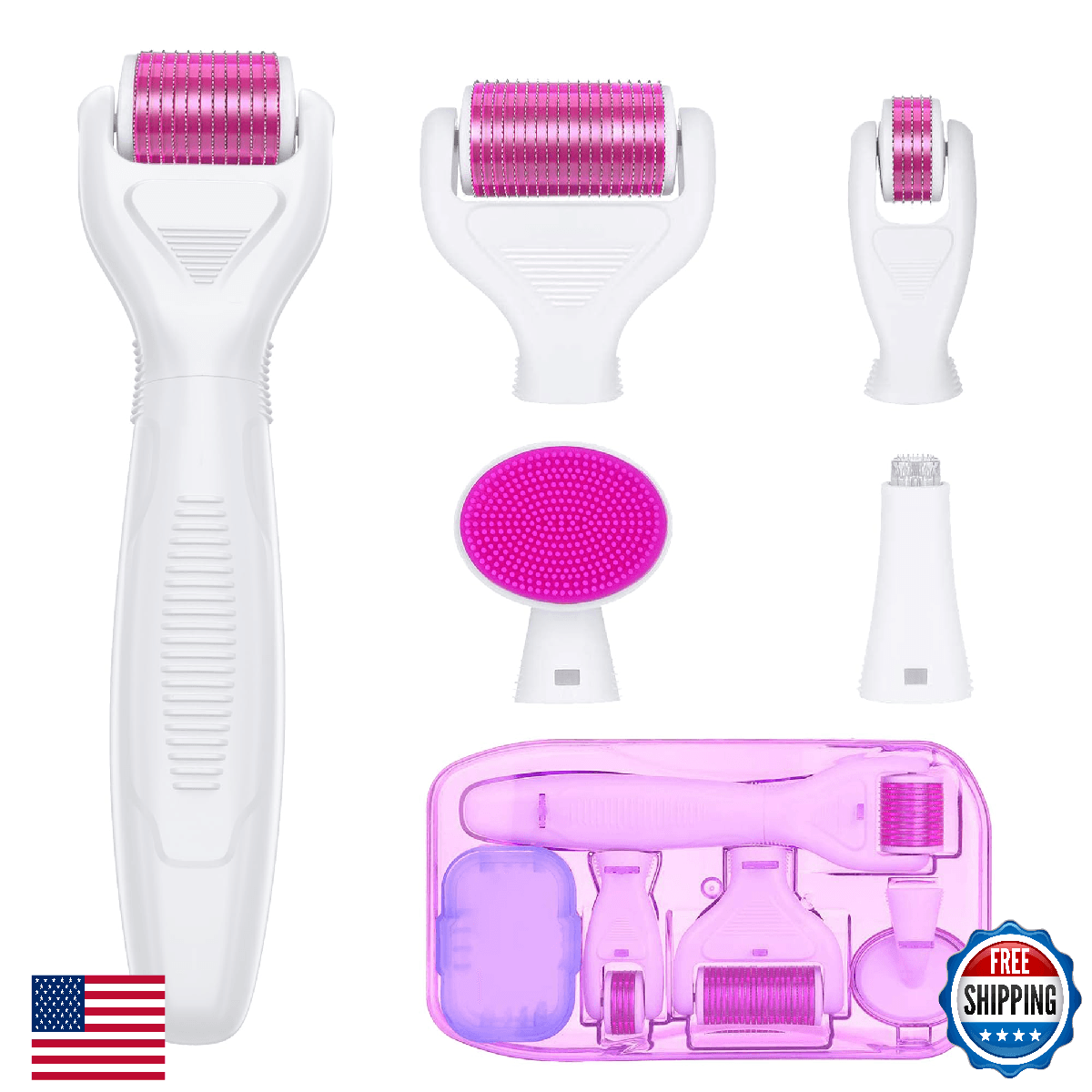 YaFex Derma Roller for Face and Body - 6 in 1 Titanium Microneedling Roller Kit - Image 1