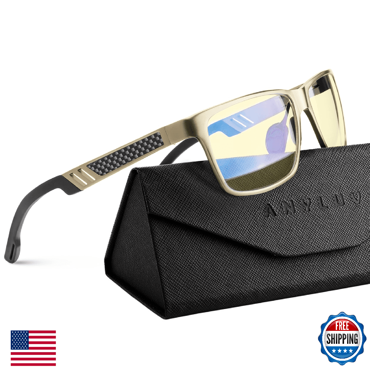ANYLUV Blue Light Blocking Glasses Men, Relieve Eyestrain, Al-Mg Metal Frame - Image 1