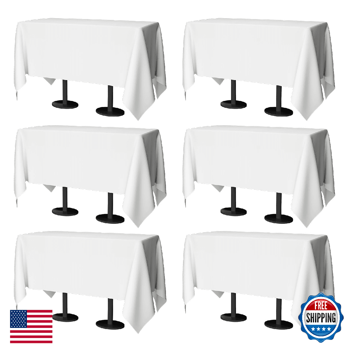Winwingo 60x102 Table Cloth - 6 Pack Rectangular White Washable Stain and Wrinkl - Image 1