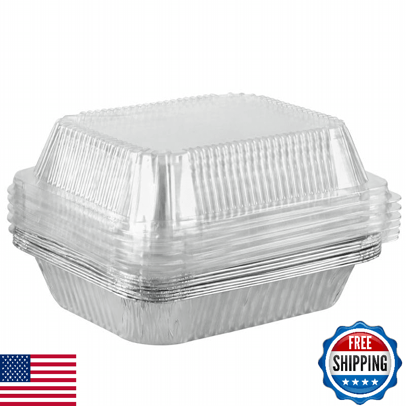 Stock Your Home 9x13 Disposable Baking Pan w/ Lid 10-Pack Heavy Duty Aluminum - Image 1