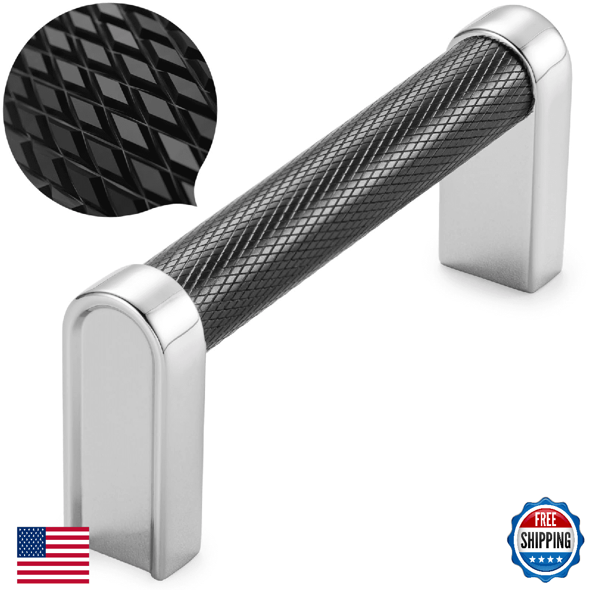 KOOFIZO 10-Pack Black Chrome Knurled Cabinet Pulls, 3 Inch Handles Hardware - Image 1