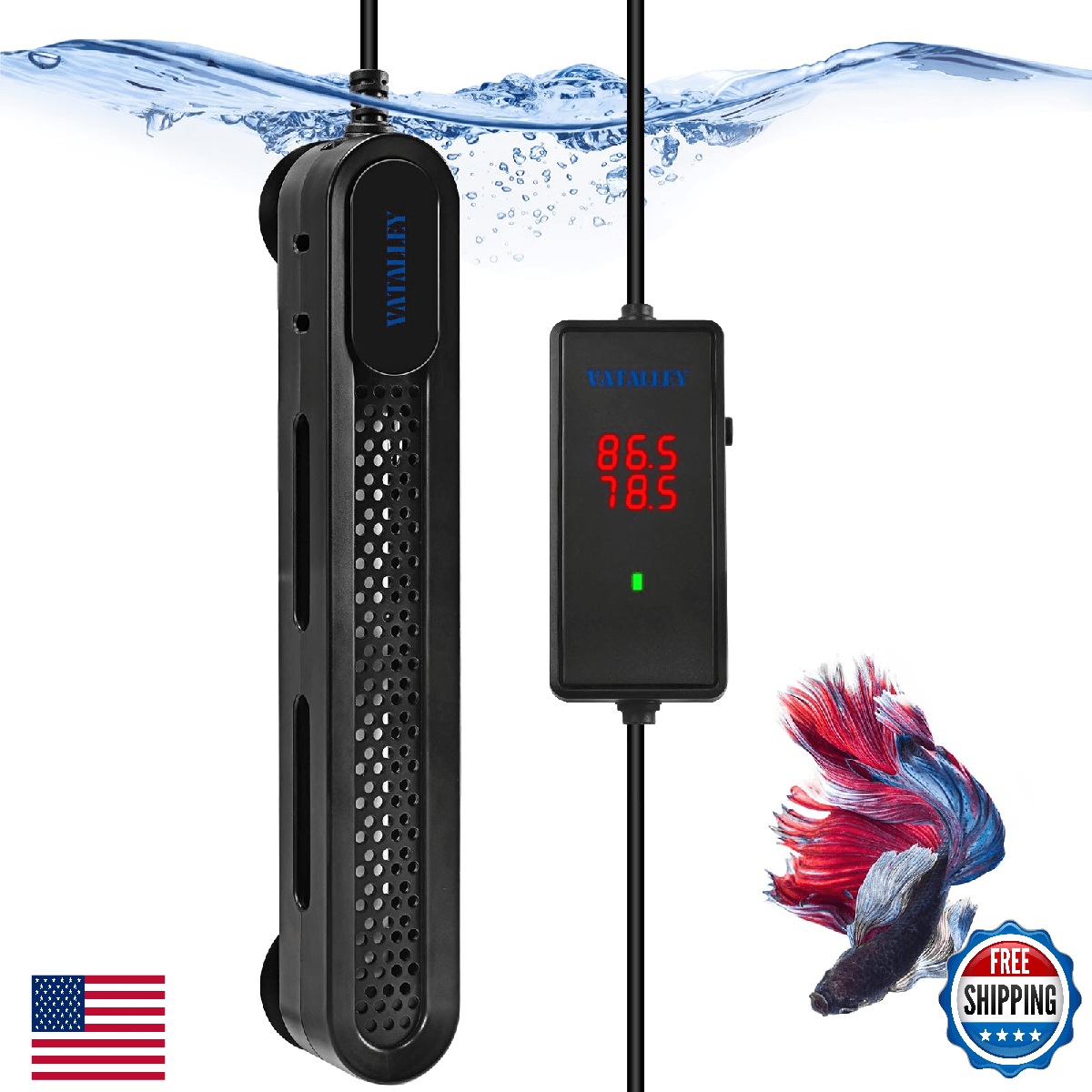 Vatalley Submersible Aquarium Heater for Fish Tank: 200W/300W/500W Fishtank Heat - Image 1