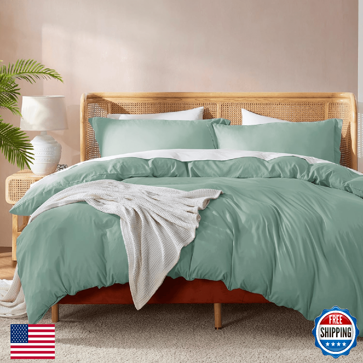 Nestl Twin Duvet Cover Set with Comforter Insert - Sage Green 3 Piece 68x90 Duve - Image 1