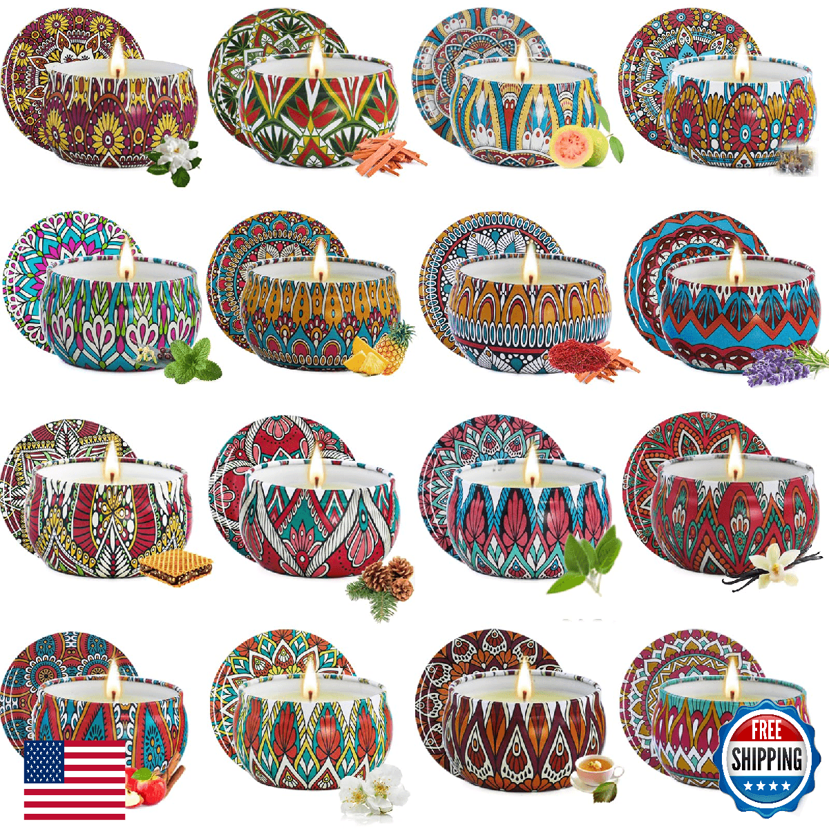 16 Pack Scented Candles Gift Set for Women 40oz Lavender Long Lasting Soy Wax - Image 1