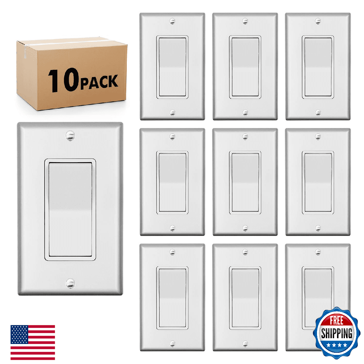 Micmi Single Pole Decorator Wall Light Switch, Paddle Rocker Interrupter Residen - Image 1