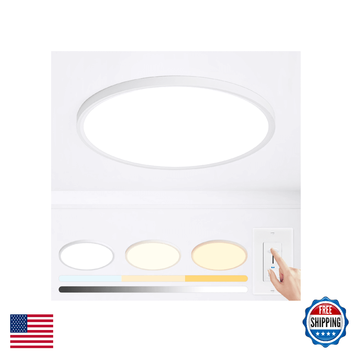 UprizeP 20 inch Led Ceiling Light, Ultra Thin Dimmable Flush Mount Ceiling Light - Image 1