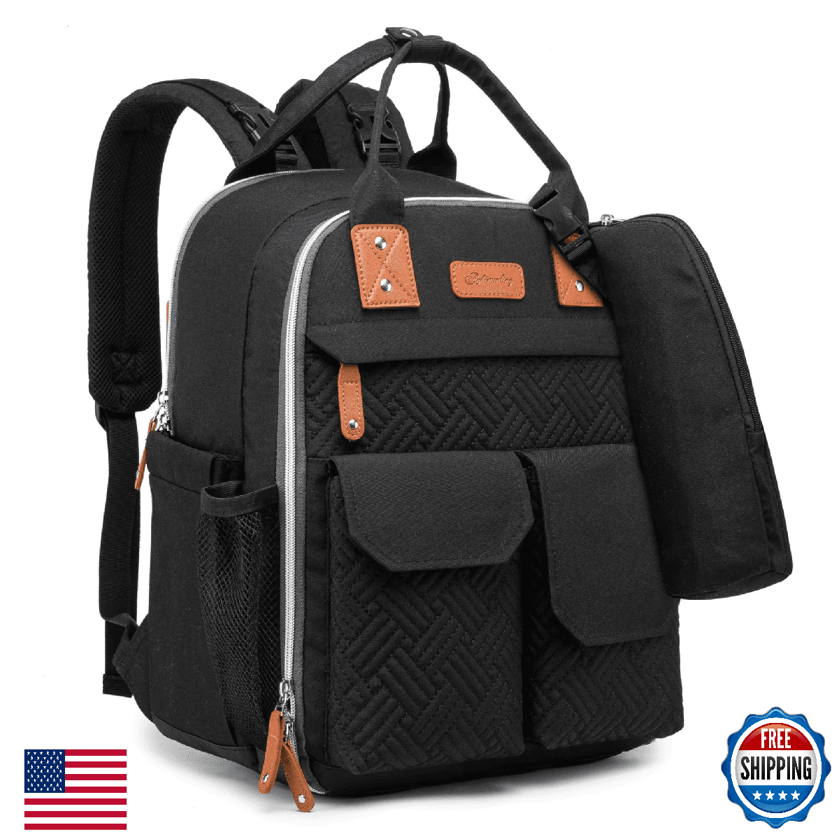cutblajat Diaper Bag Backpack 25L Capacity Changing Pad Baby Essentials Unisex B - Image 1