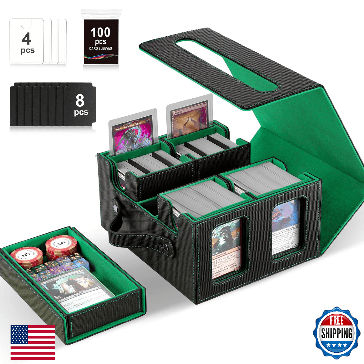 Commander Deck Box for MTG,Card Storage Box Fits 400+ Double-Sleeved Cards,5 in - Image 1