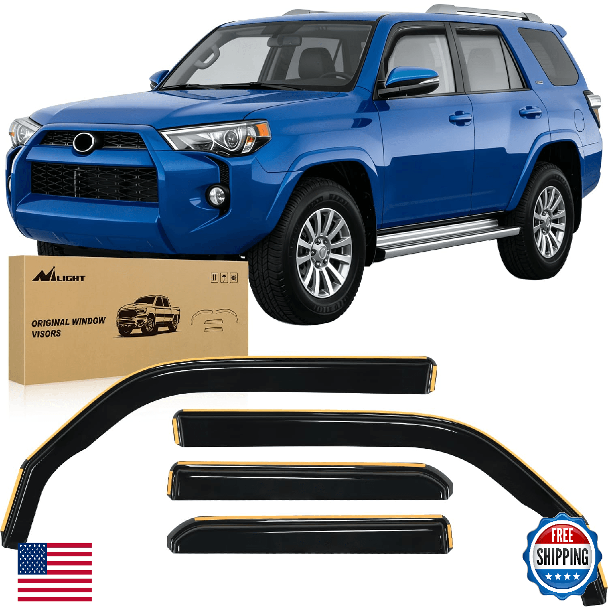 Nilight Rain Guards Vent Window Visors for 2010-2024 Toyota 4Runner - Image 1
