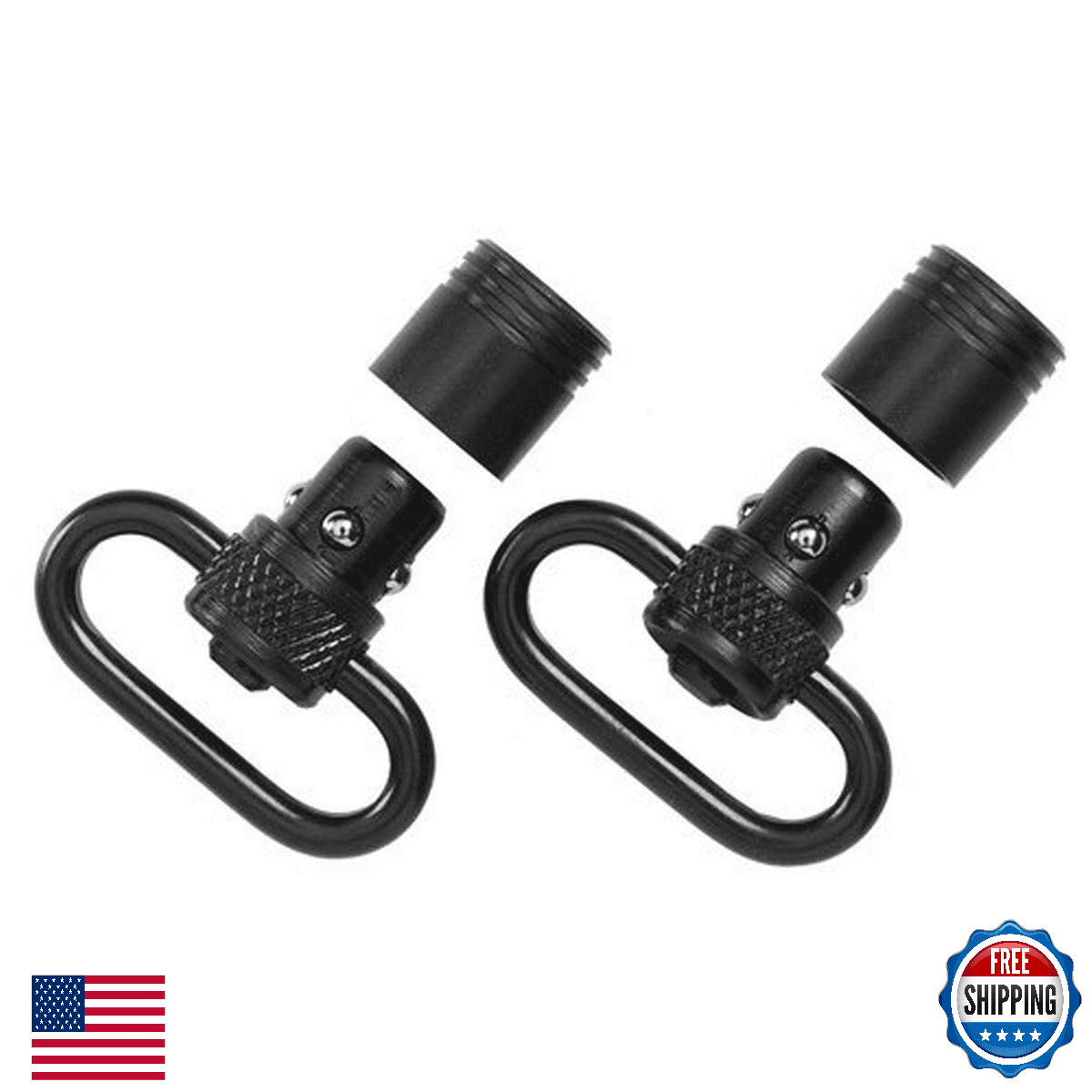 Uncle Mike's Quick Detach 115 Push Button Sling Swivels (Blued, 1-Inch) - Image 1