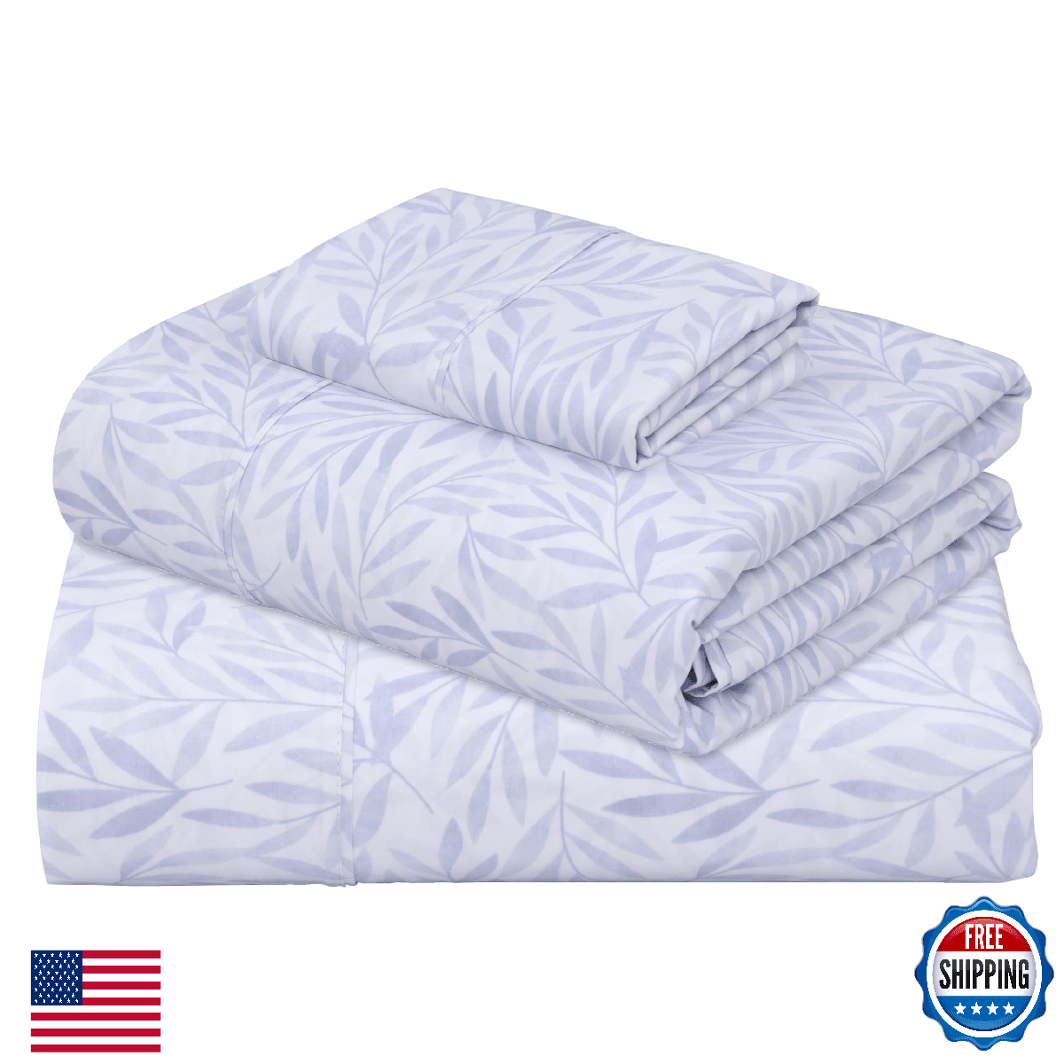 ZOYER Twin Cotton Percale Sheets - Blue Autumn, 3-Piece Set, 16" Deep Pocket - Image 1