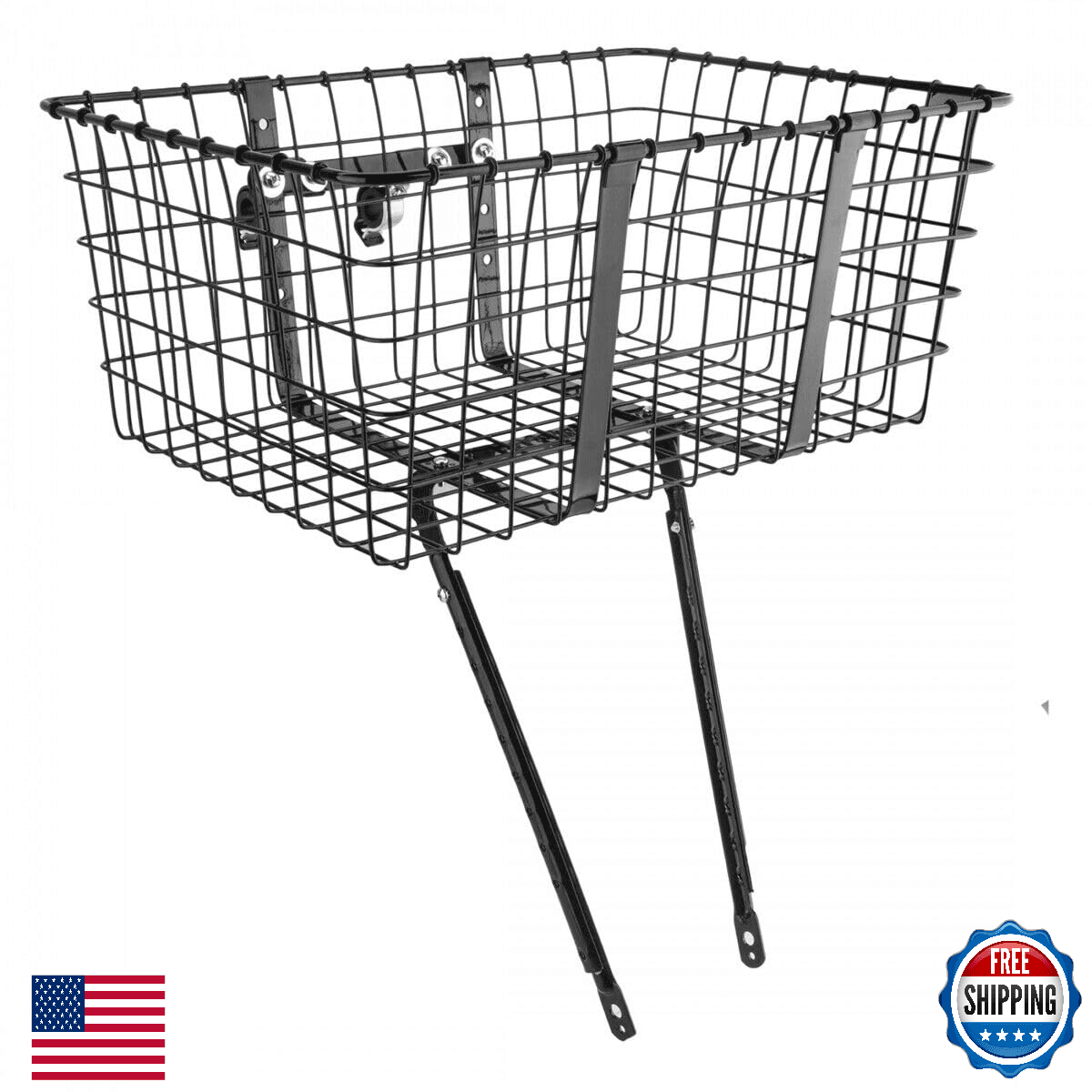 Wald 157 Giant Delivery Front Bicycle Basket 21x15x9" Black - Heavy Duty - Image 1