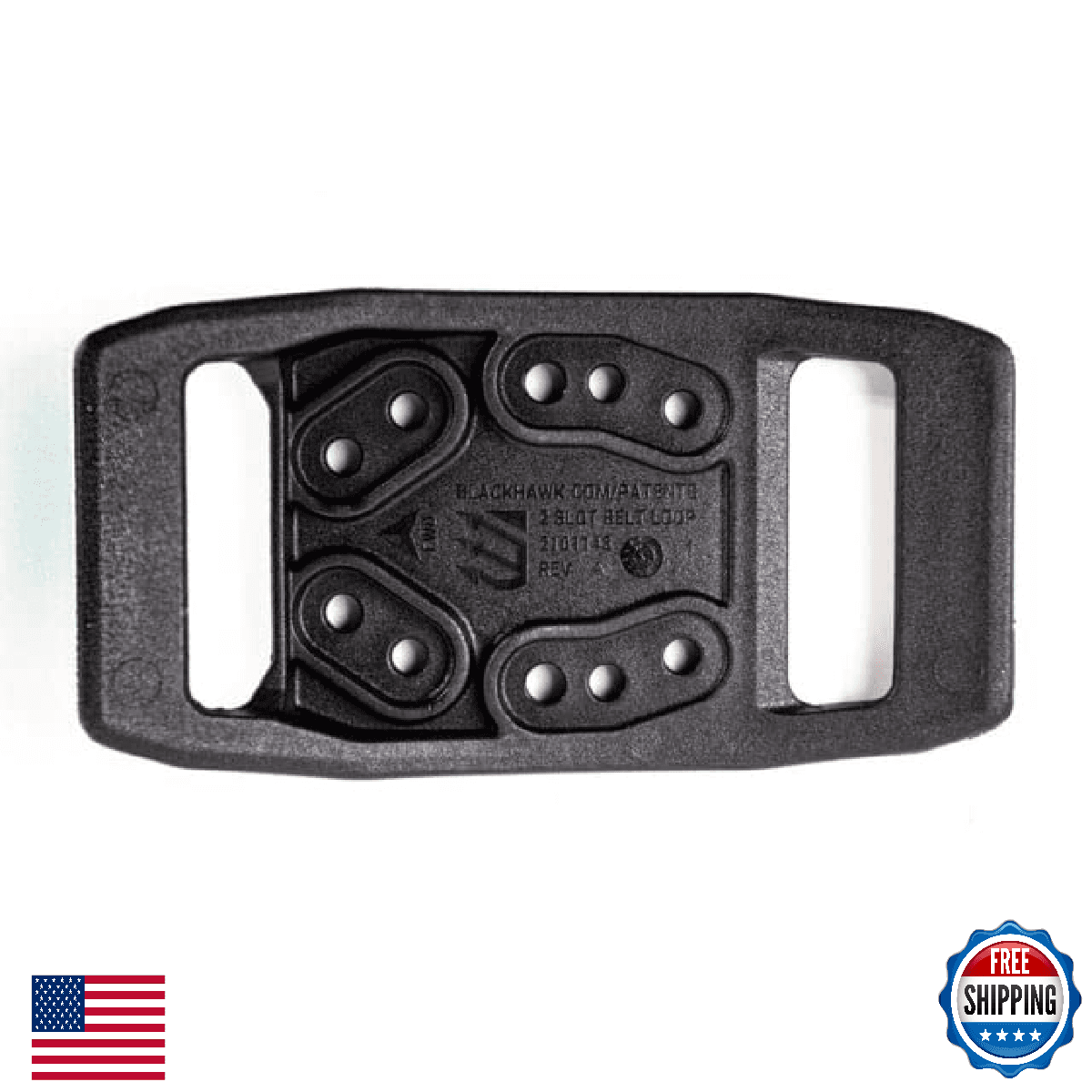 Blackhawk T-Series Black 2-Slot Belt Loop, Clam - Image 1