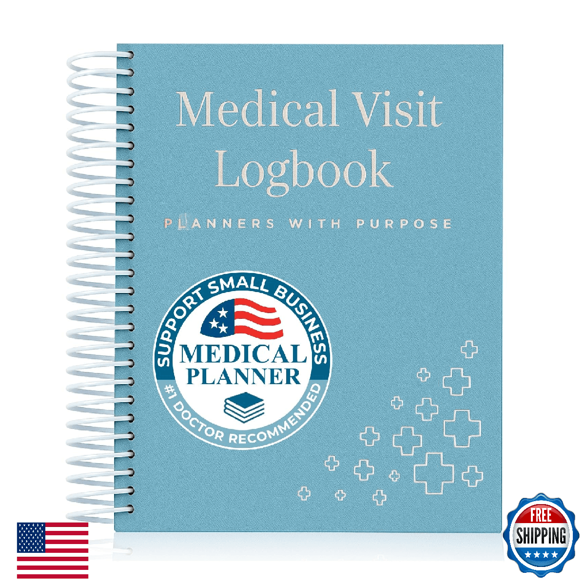 Planners With Purpose A5 Medical Visit Logbook - Compact Spiral Bound Medical Pl - Image 1