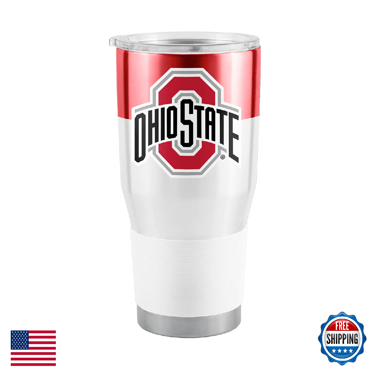 Logo Brands NCAA Ohio State Buckeyes 30oz Stainless Steel Tumbler Gameday - Image 1